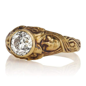 Art Nouveau Engraved Diamond Engagement Ring