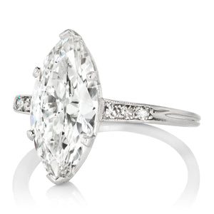 2.64ct Marquise Diamond Platinum Marquise Engagement Ring Circa 1920