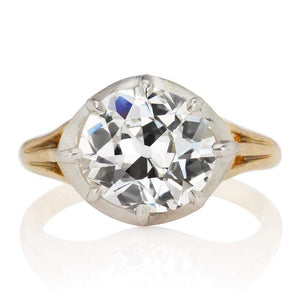 Two Tone Old Mine Cut Solitaire Engagement Ring