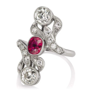 Unique Antique Diamond & Ruby Engagement Ring