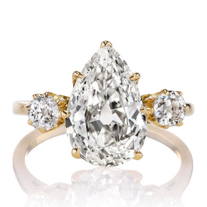 3.01ct Pear Shaped Diamond Engagement Ring with Accent Stones